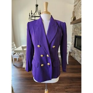 Vtg 90s Executive Collection Purple Blazer Women's Size 10P Gameday Shoulder Pad